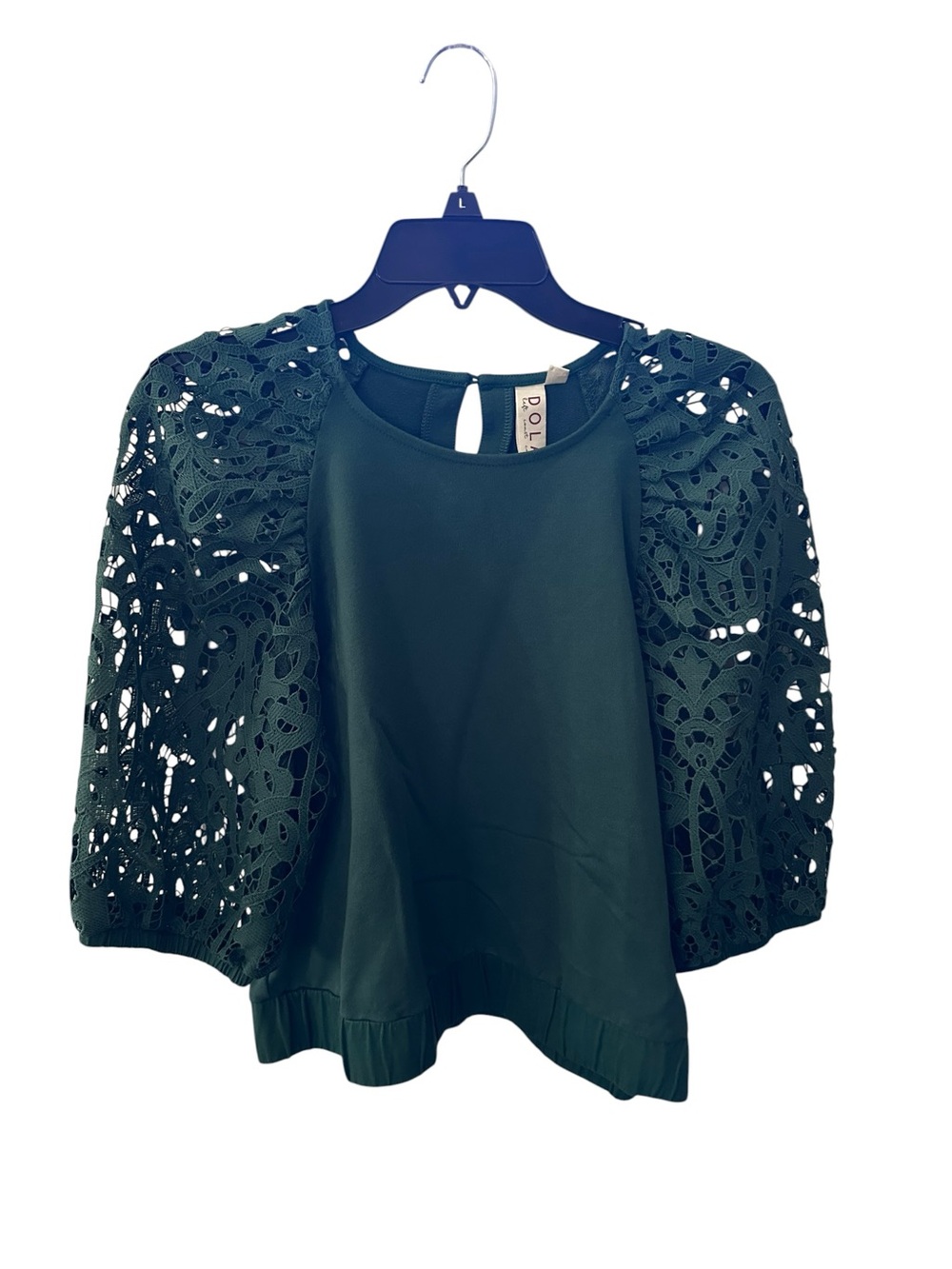 Anthropologie Dolan Emerald Green Lace Puff-Sleeve Blouse